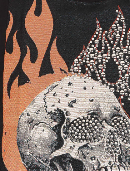 Majestik Mens Rock On Skull Tapestry Jacquard Tee - Black Denim Exchange