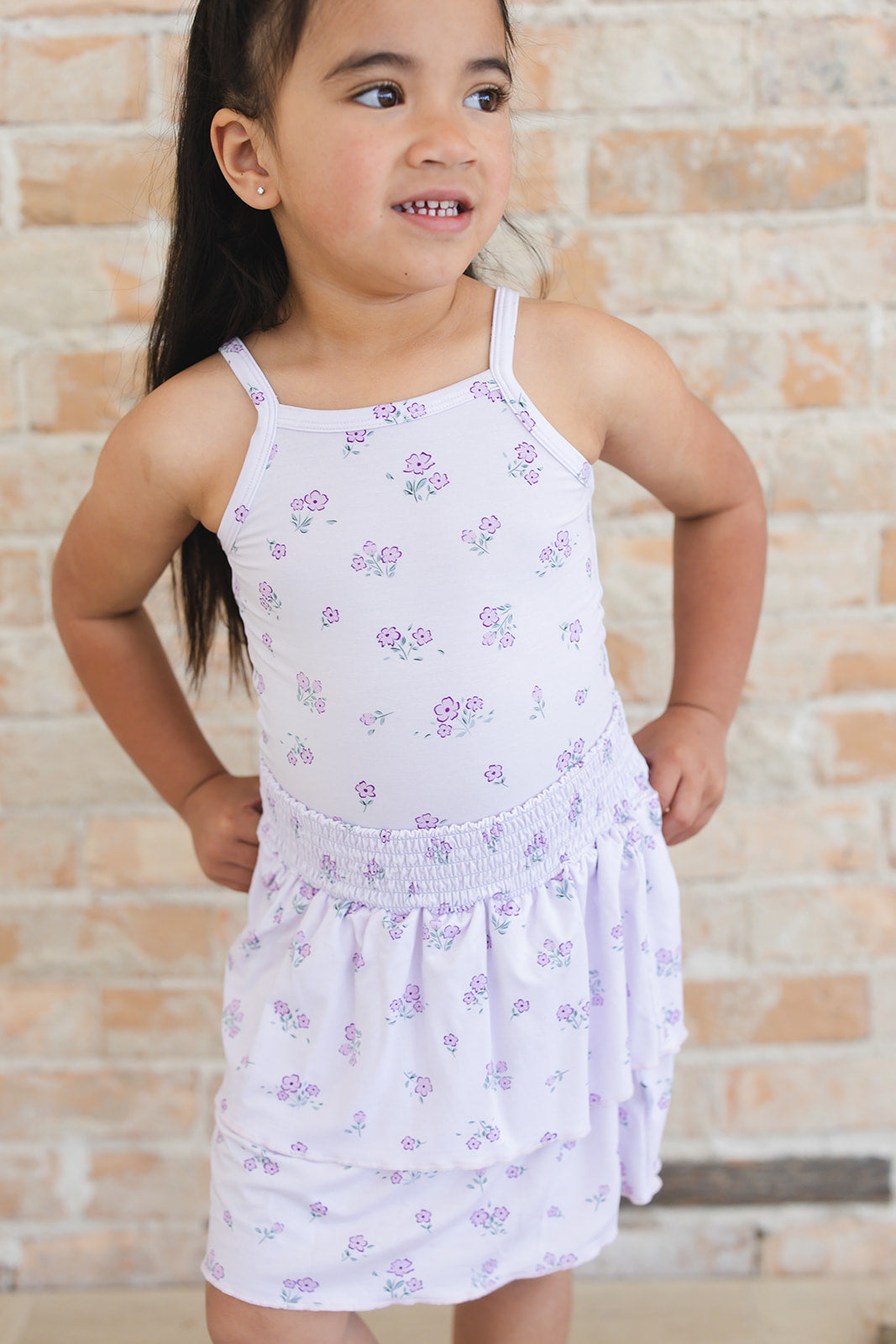 Aisley - Tiered Smocked Skirt Blush Lotus