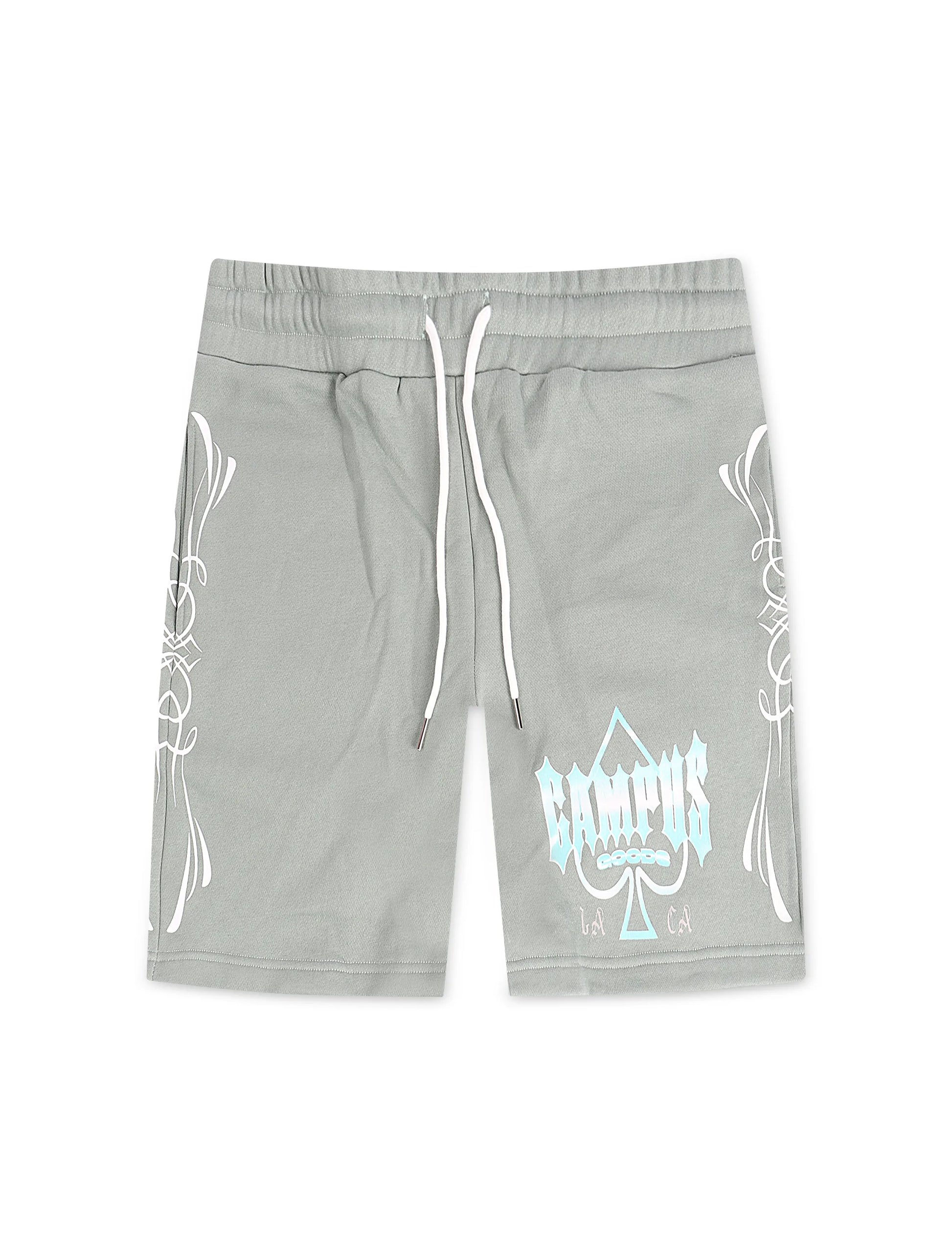 Campus Chrome Fleece Shorts - Green Denim Exchange