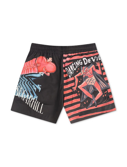 Sugarhill Dancing Poly Shorts - Black/Red Denim Exchange