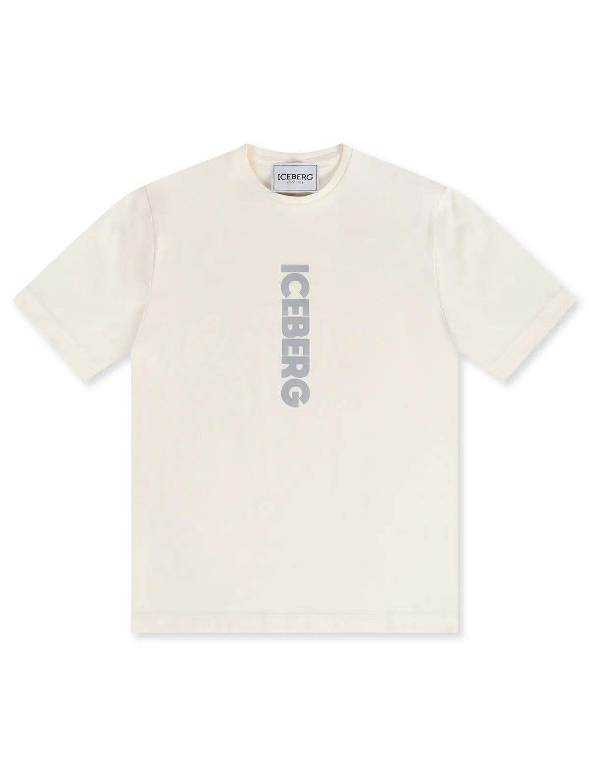 Iceberg Vertical Logo Tee - Cream Denim Exchange
