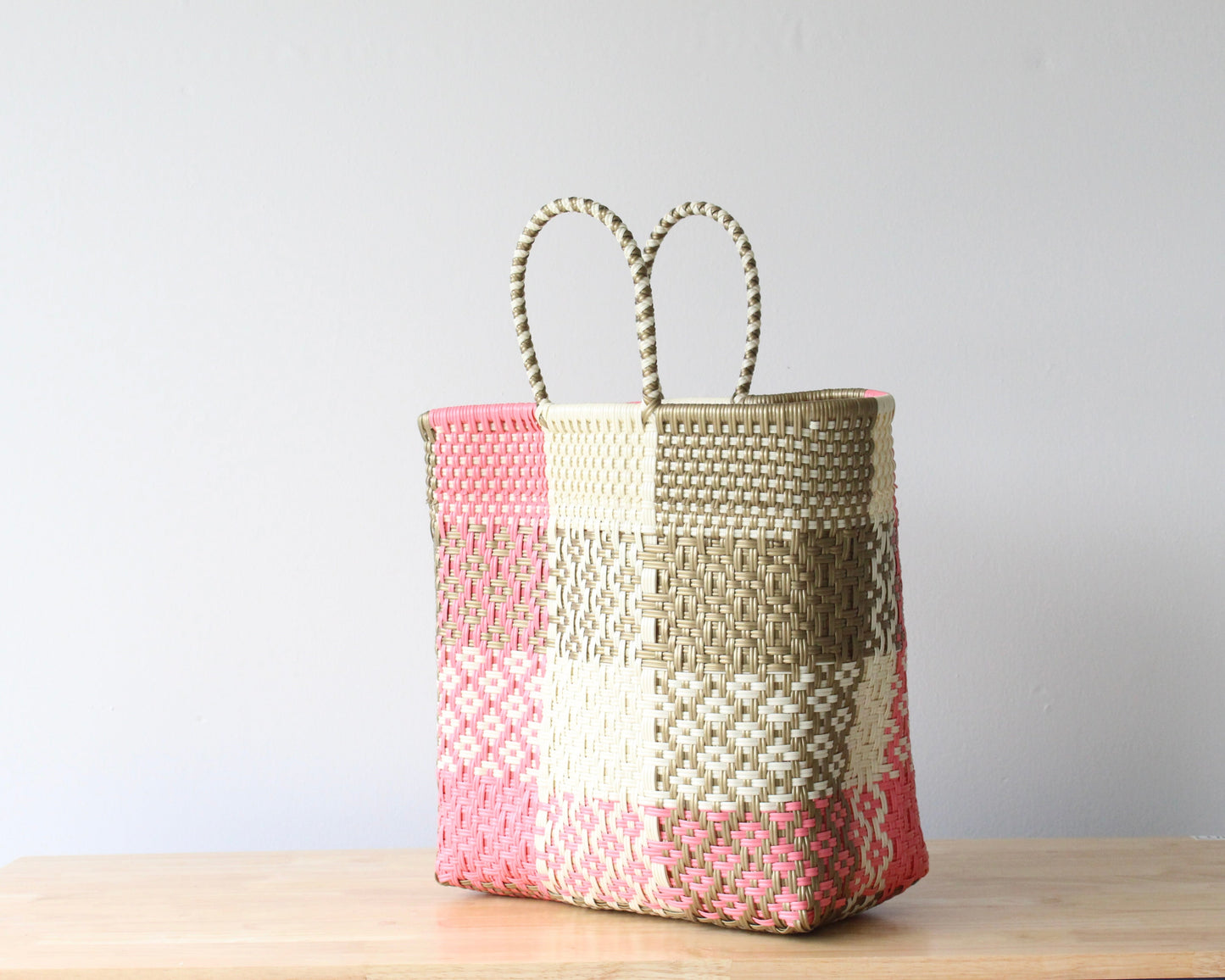 Pink & Gold Medium Woven Tote MexiMexi