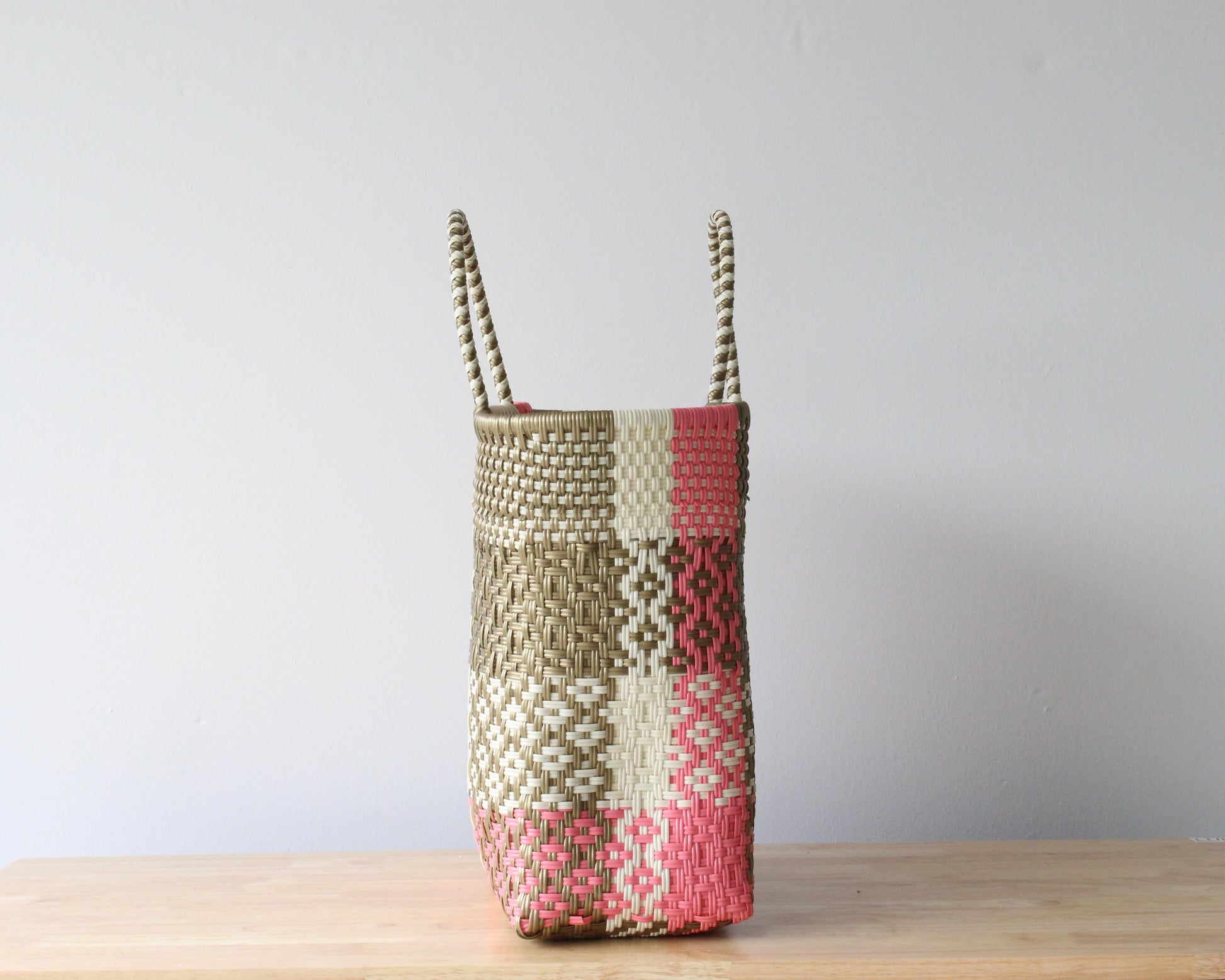 Pink & Gold Medium Woven Tote MexiMexi