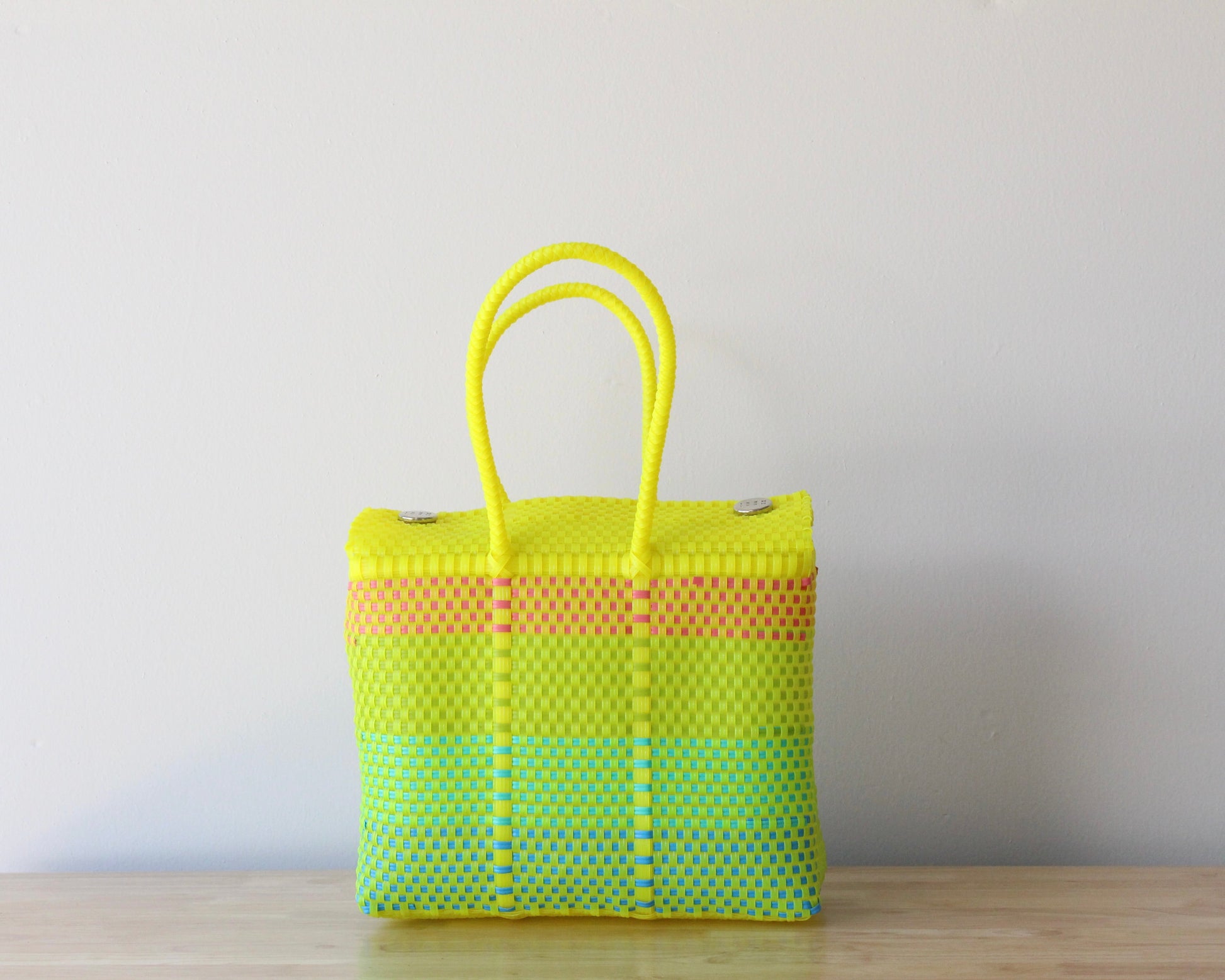 Medium Handwoven Handbag – Neon Yellow, Pink & Turquoise MexiMexi