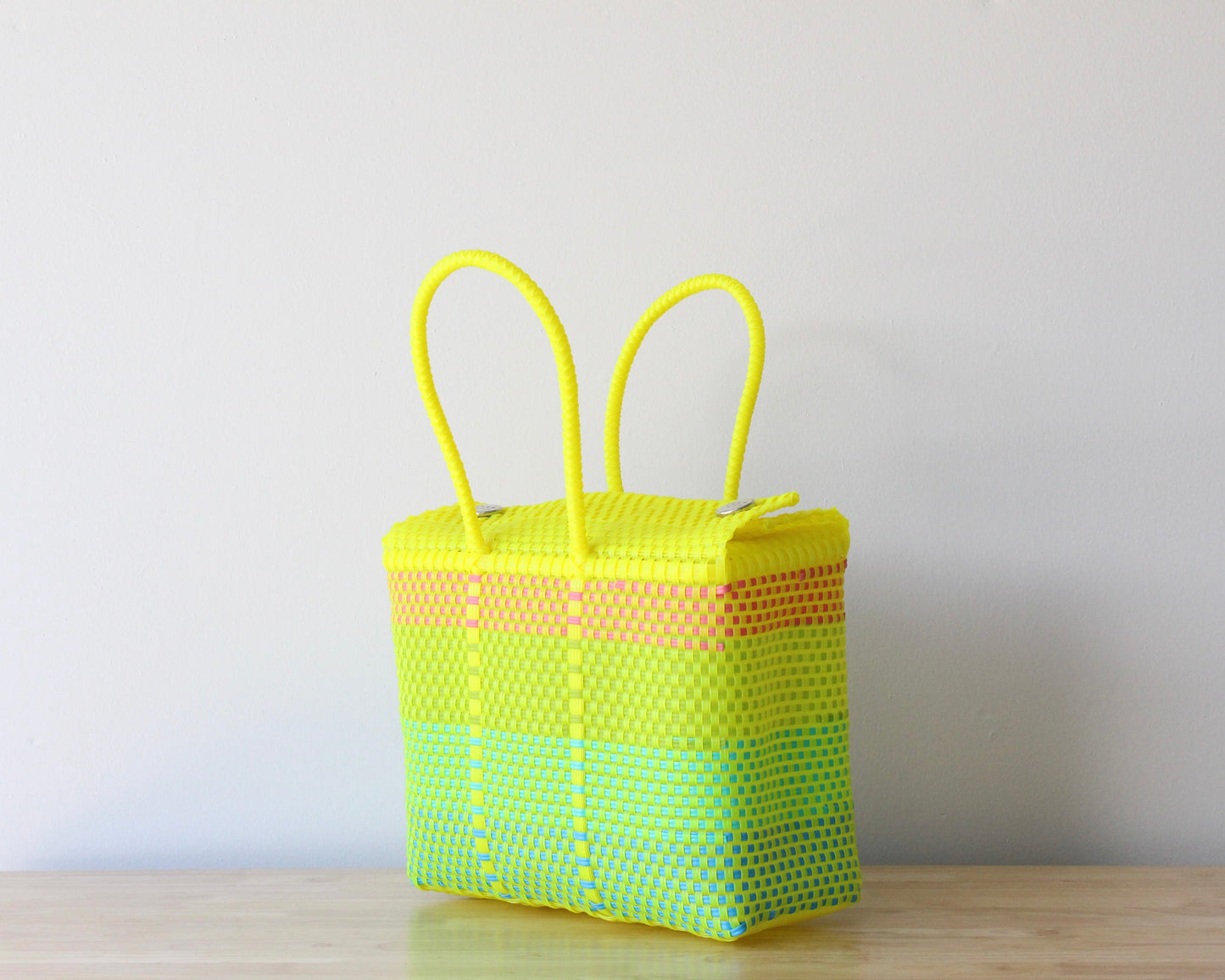Medium Handwoven Handbag – Neon Yellow, Pink & Turquoise MexiMexi