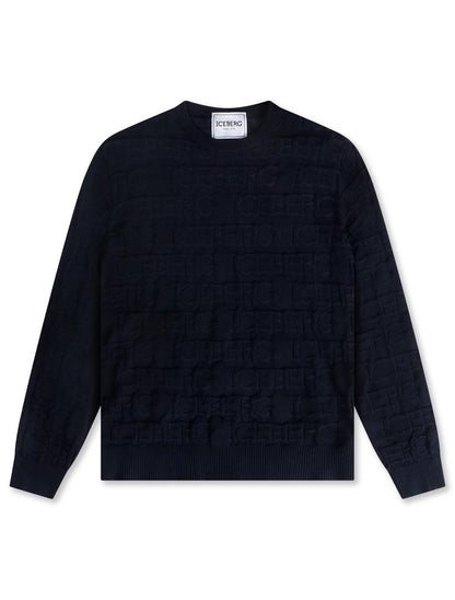 Iceberg All Over Knitted Sweater - Navy Denim Exchange