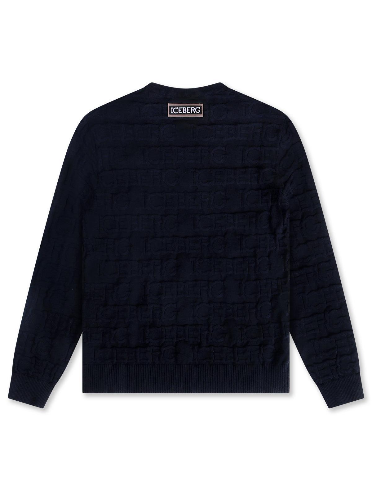 Iceberg All Over Knitted Sweater - Navy Denim Exchange