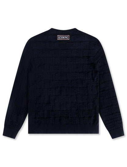 Iceberg All Over Knitted Sweater - Navy Denim Exchange