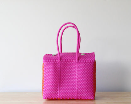 Hot Pink & Orange Medium Woven Handbag by MexiMexi MexiMexi