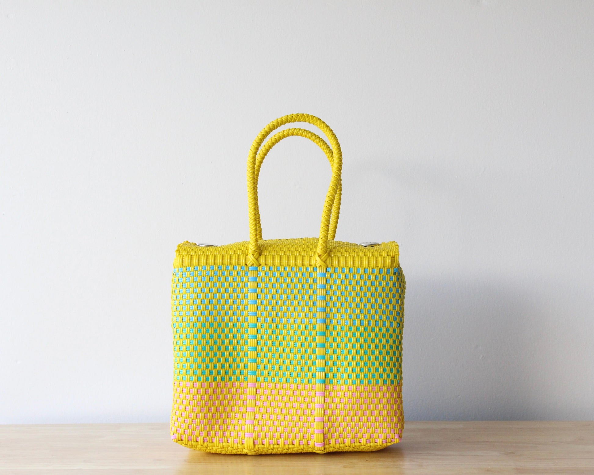 MexiMexi Handbag – Yellow & Blue Woven Tote – Handmade in Mexico MexiMexi