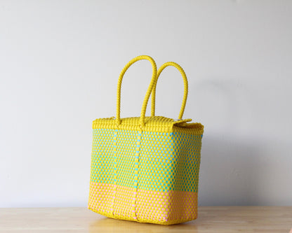 MexiMexi Handbag – Yellow & Blue Woven Tote – Handmade in Mexico MexiMexi