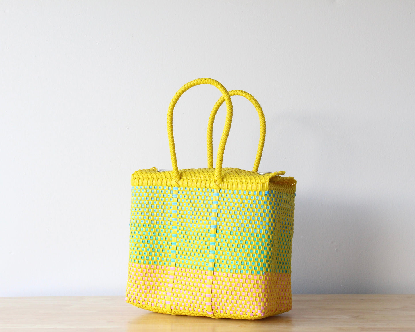 MexiMexi Handbag – Yellow & Blue Woven Tote – Handmade in Mexico MexiMexi