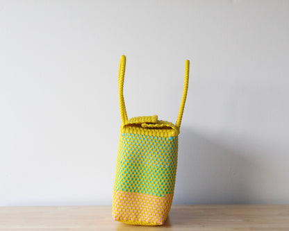 MexiMexi Handbag – Yellow & Blue Woven Tote – Handmade in Mexico MexiMexi