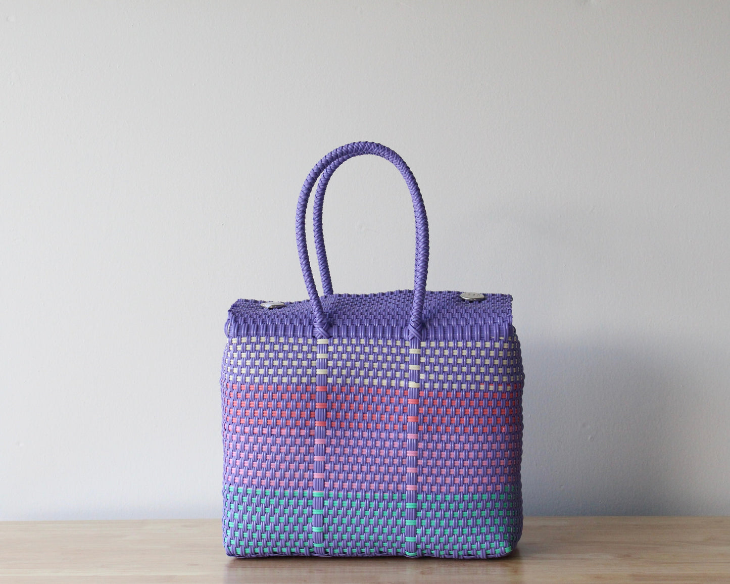 Lavender, Coral & Mint Medium Handwoven Handbag MexiMexi