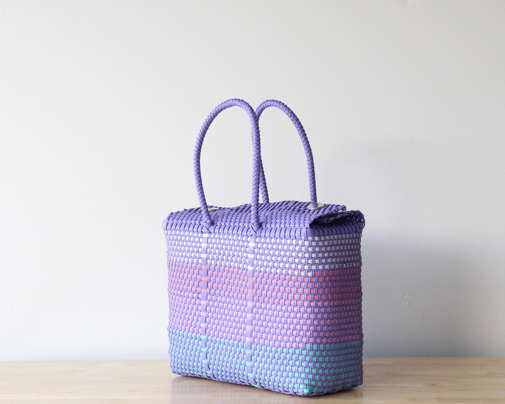 Lavender, Coral & Mint Medium Handwoven Handbag MexiMexi