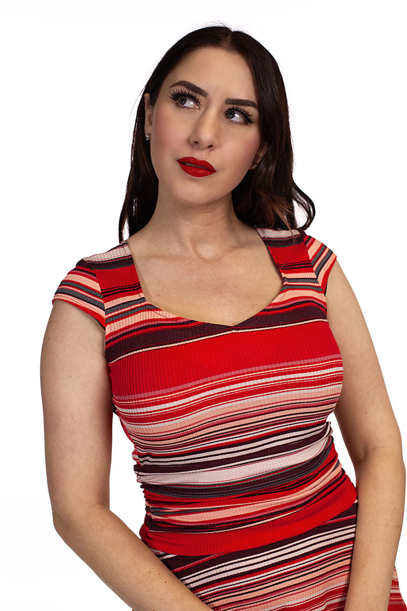 Amelia Dress in Retro Stripes - XS Only Retrolicious