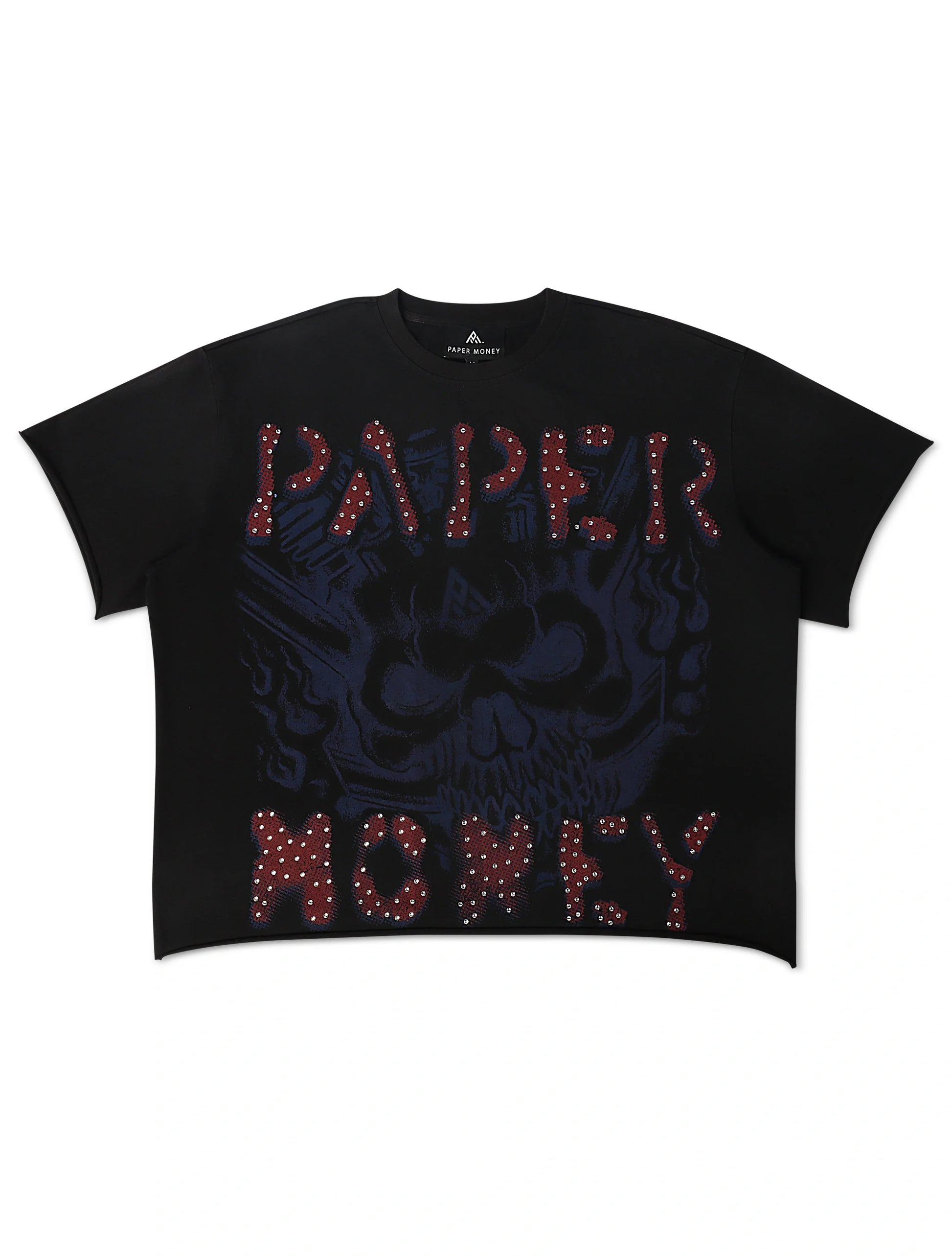 Paper Money Rags to Riches Rhinestone Cropped Tee - Black Denim Exchange