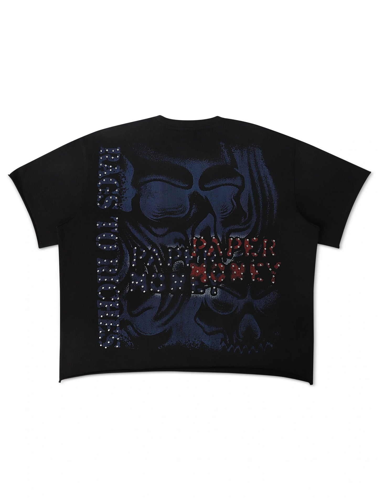 Paper Money Rags to Riches Rhinestone Cropped Tee - Black Denim Exchange