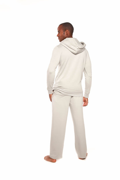Men's Henley Style Bamboo Viscose Fleece Hoodie + Fleece Lounge Pants Spun Bamboo