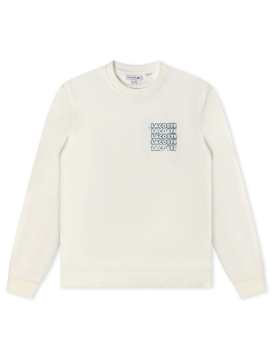 Lacoste Graphic Print Fleece Sweatshirt - Cream Denim Exchange