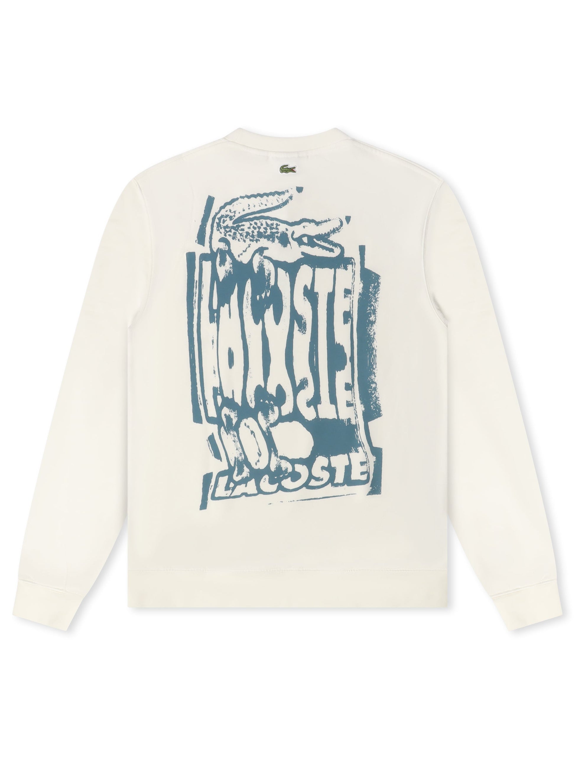 Lacoste Graphic Print Fleece Sweatshirt - Cream Denim Exchange