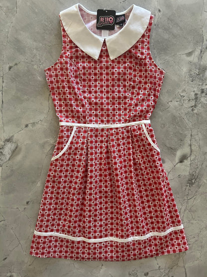 Strawberry Gingham Collared Dress Retrolicious