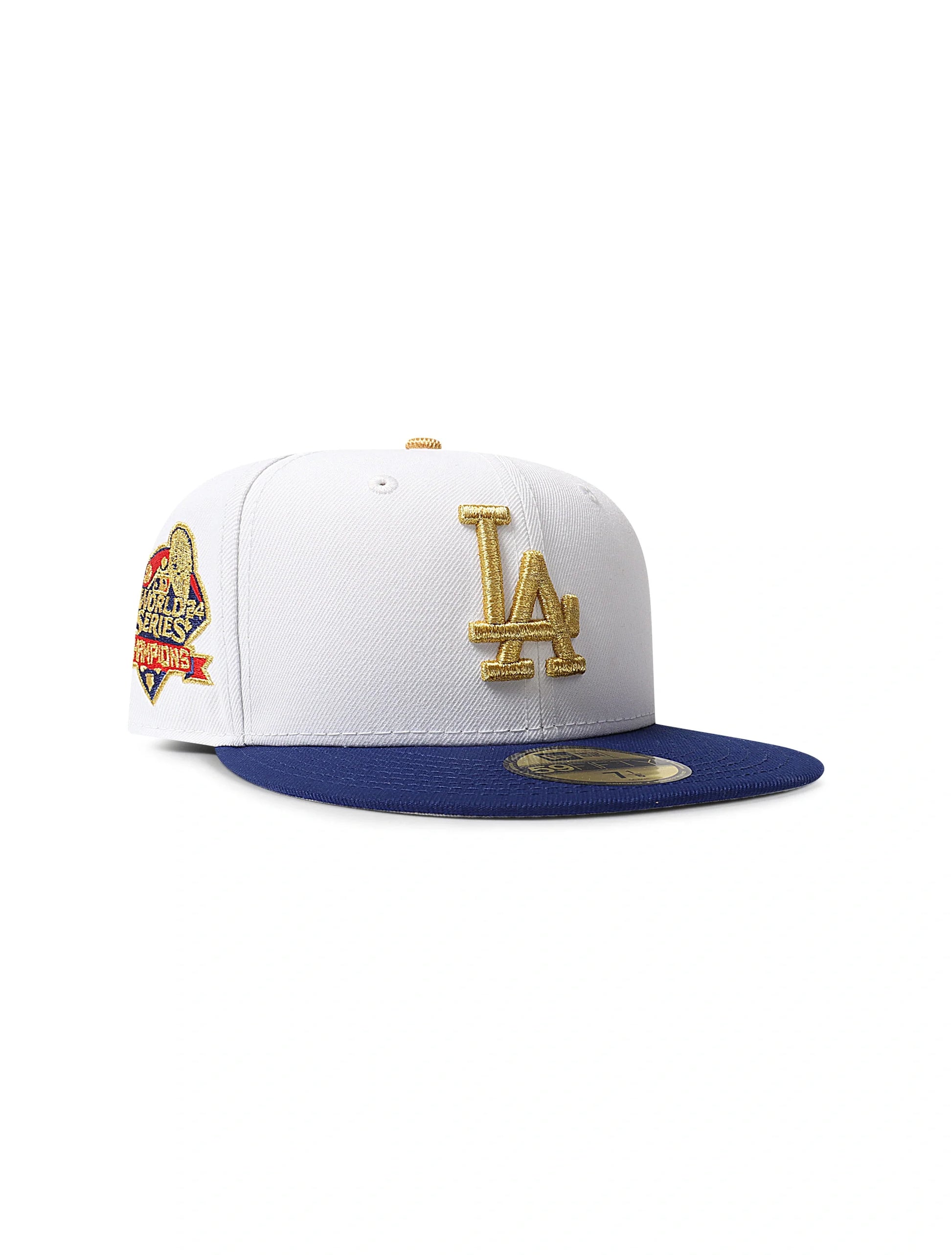 New Era 5950 LA Dodgers World Series Champions Hat - Chrome/Gold Denim Exchange