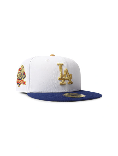 New Era 5950 LA Dodgers World Series Champions Hat - Chrome/Gold Denim Exchange