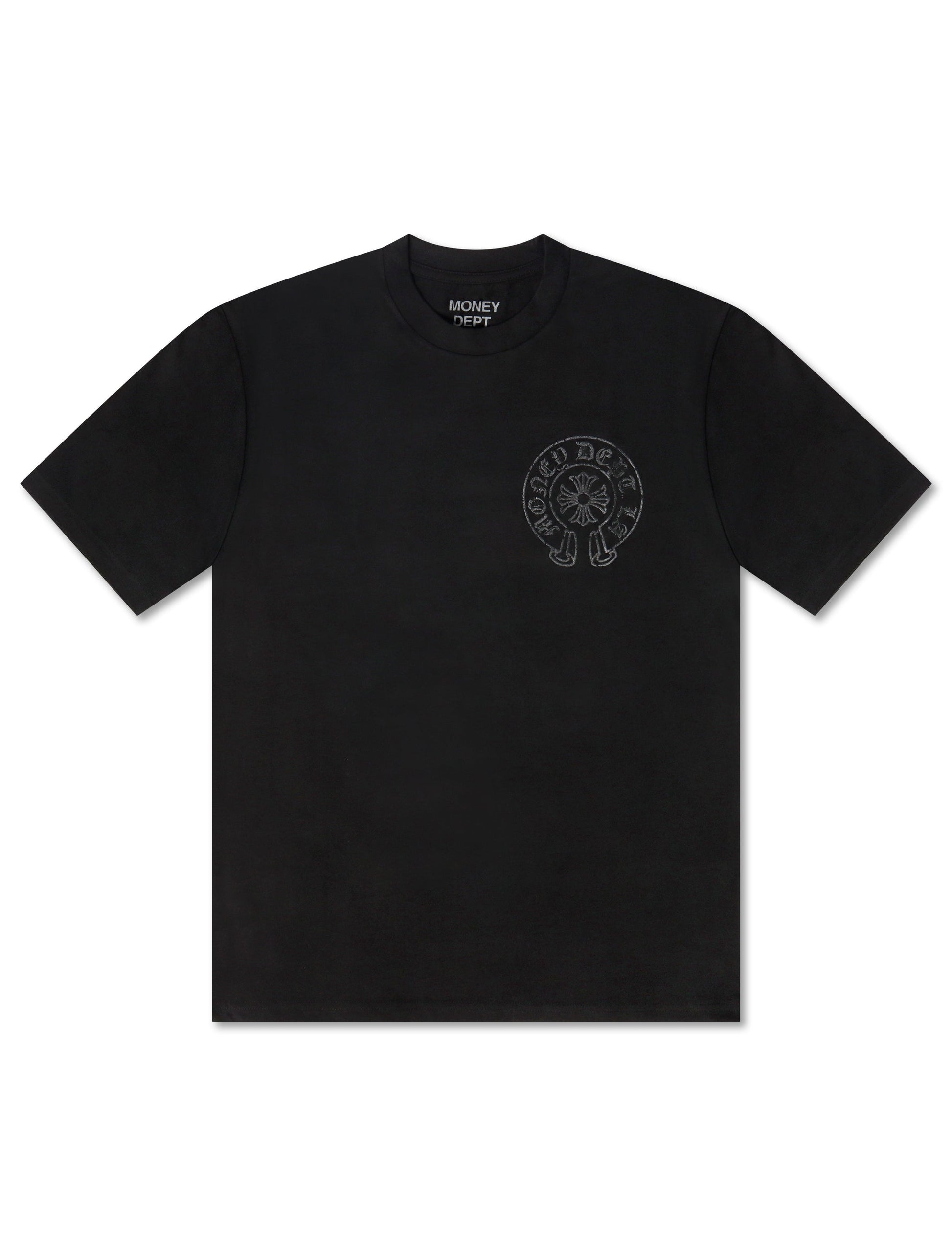 Money Dept. Vintage Old English Tee - Black/Black Denim Exchange