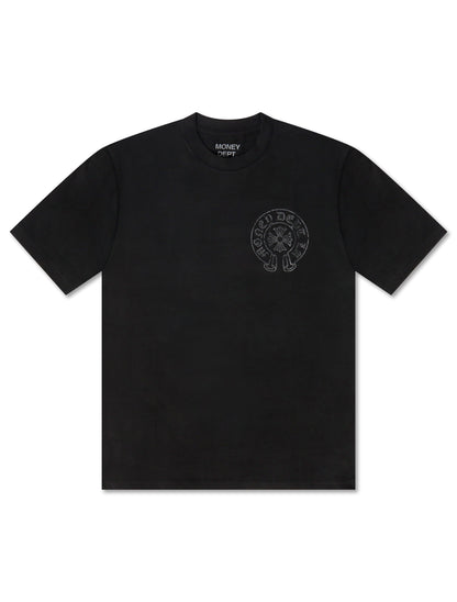 Money Dept. Vintage Old English Tee - Black/Black Denim Exchange