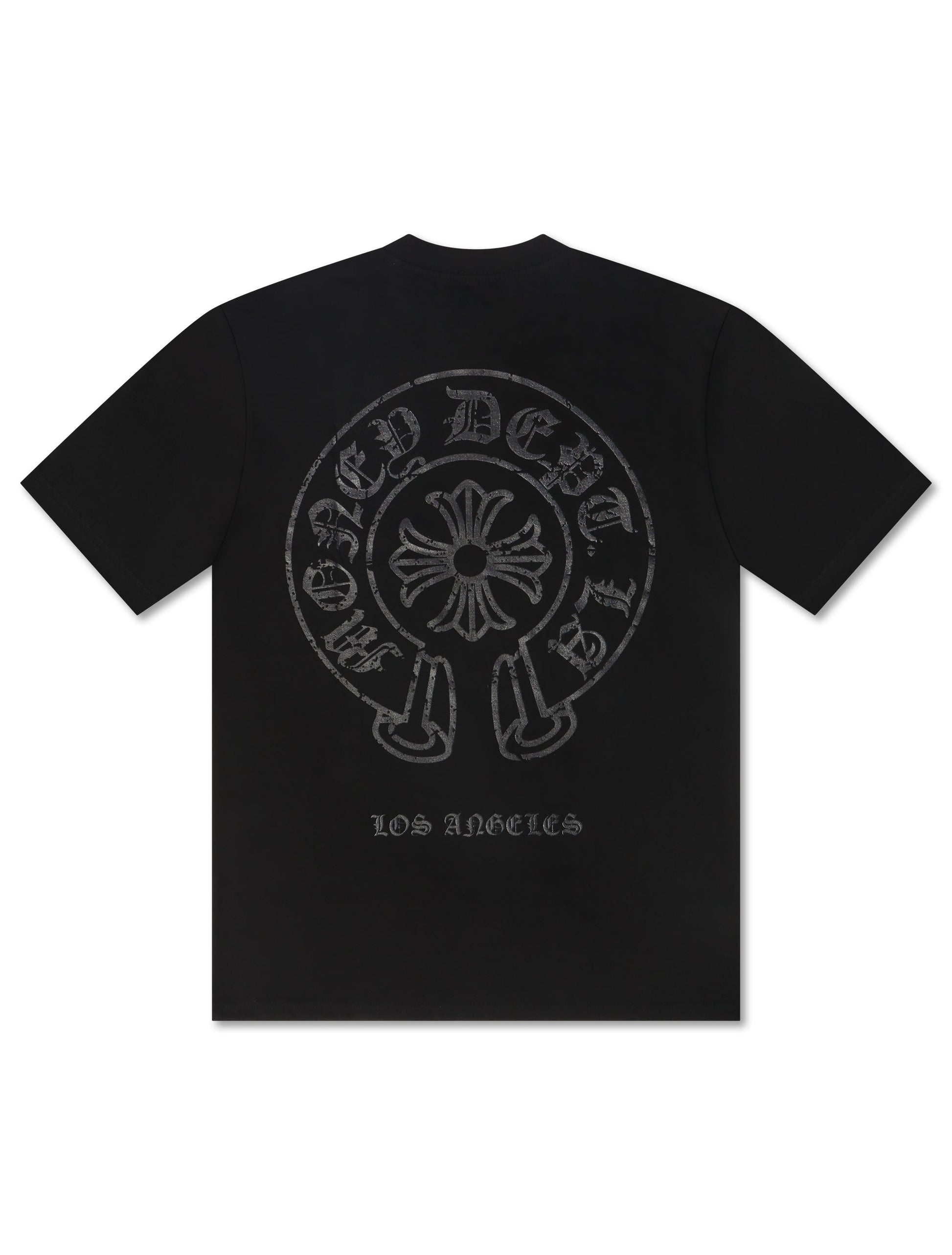 Money Dept. Vintage Old English Tee - Black/Black Denim Exchange