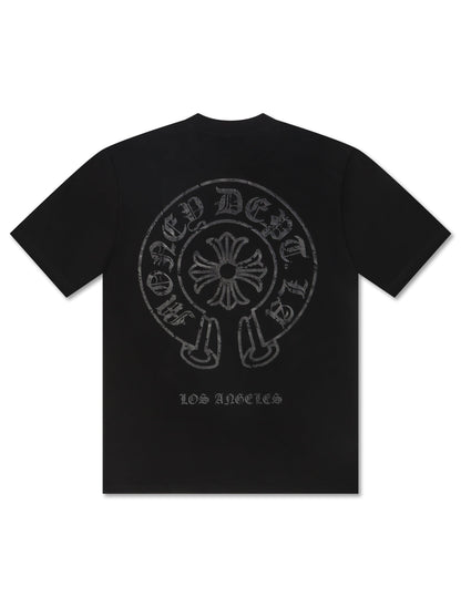 Money Dept. Vintage Old English Tee - Black/Black Denim Exchange