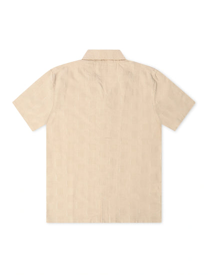 Denim Exchange Crochet Textured Button Up Shirt - Khaki Denim Exchange