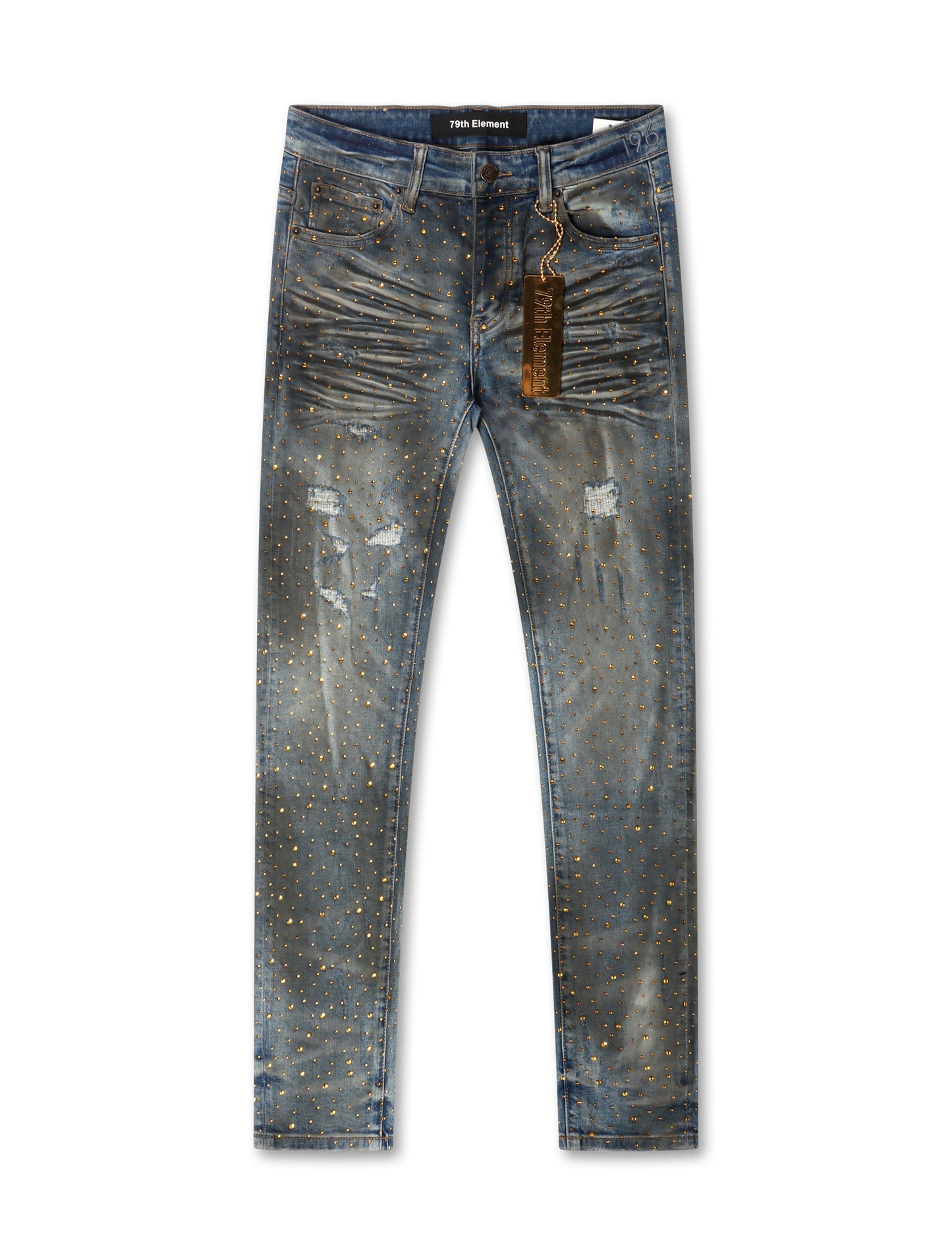 79th Element Gold Rhinestone Denim - Blue Denim Exchange