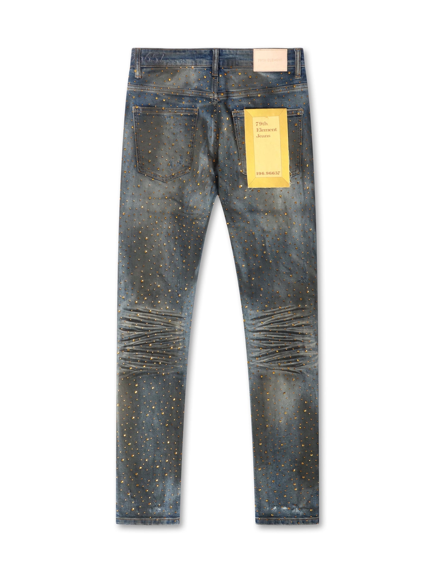 79th Element Gold Rhinestone Denim - Blue Denim Exchange