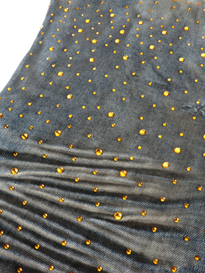 79th Element Gold Rhinestone Denim - Blue Denim Exchange