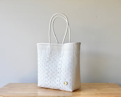 Authentic Mexican Handwoven White Tote Bag MexiMexi