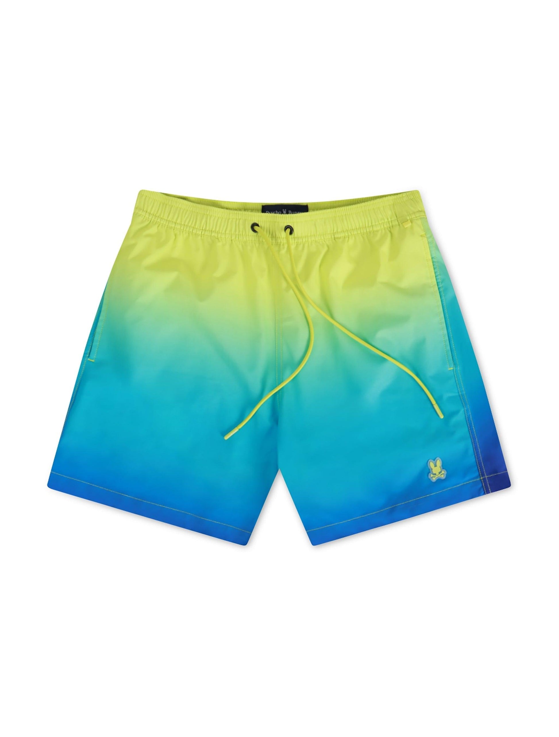 Psycho Bunny Men's Malta Ombre Color Changing Swim Trunk - Wild Lime Denim Exchange