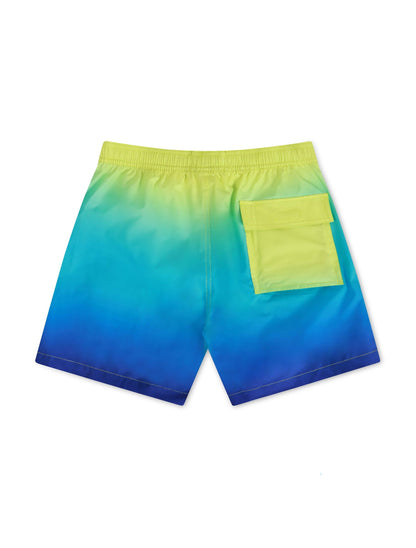 Psycho Bunny Men's Malta Ombre Color Changing Swim Trunk - Wild Lime Denim Exchange