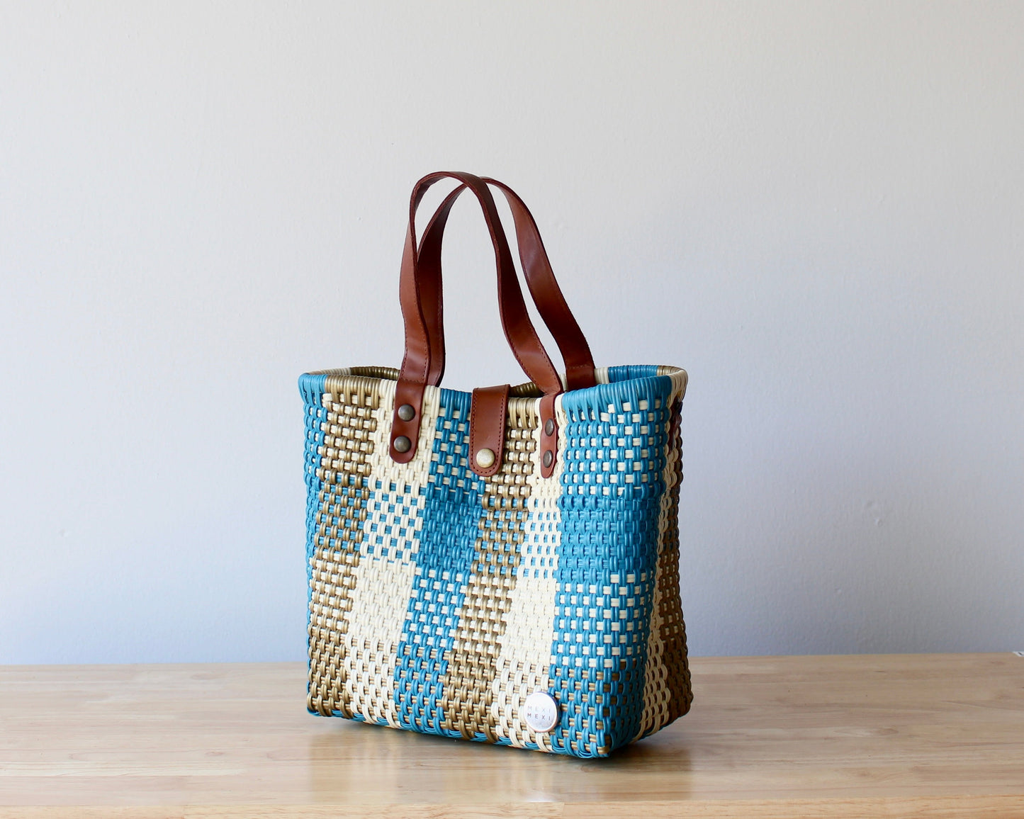 Ocean Blue & Gold Handwoven Purse by MexiMexi MexiMexi