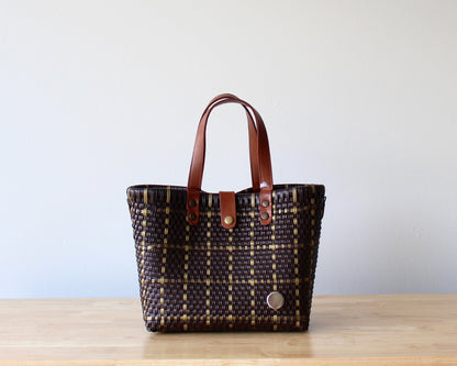 Vida Woven Purse – Brown Plaid with Gold MexiMexi