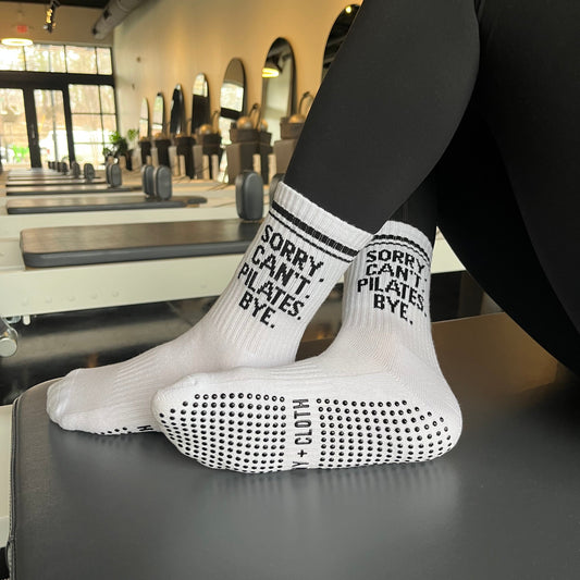 Sorry Can't Pilates Bye Grip Socks Ivy + Cloth
