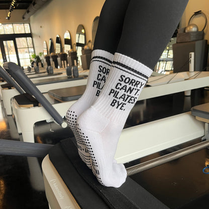 Sorry Can't Pilates Bye Grip Socks Ivy + Cloth