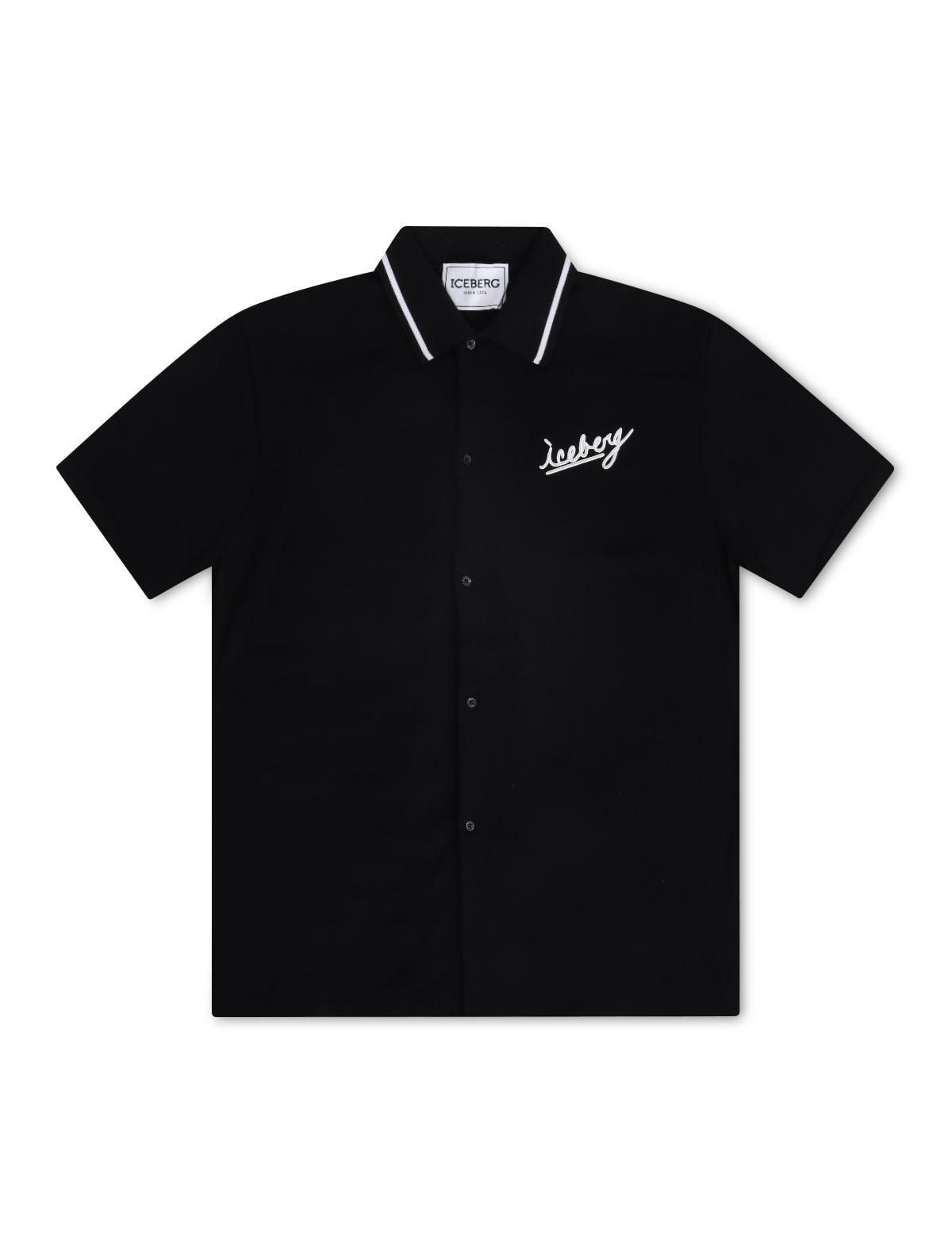 Iceberg Knitted Polo Shirt - Black Denim Exchange