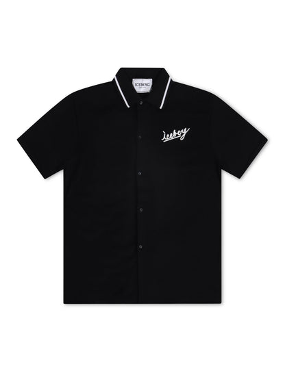 Iceberg Knitted Polo Shirt - Black Denim Exchange