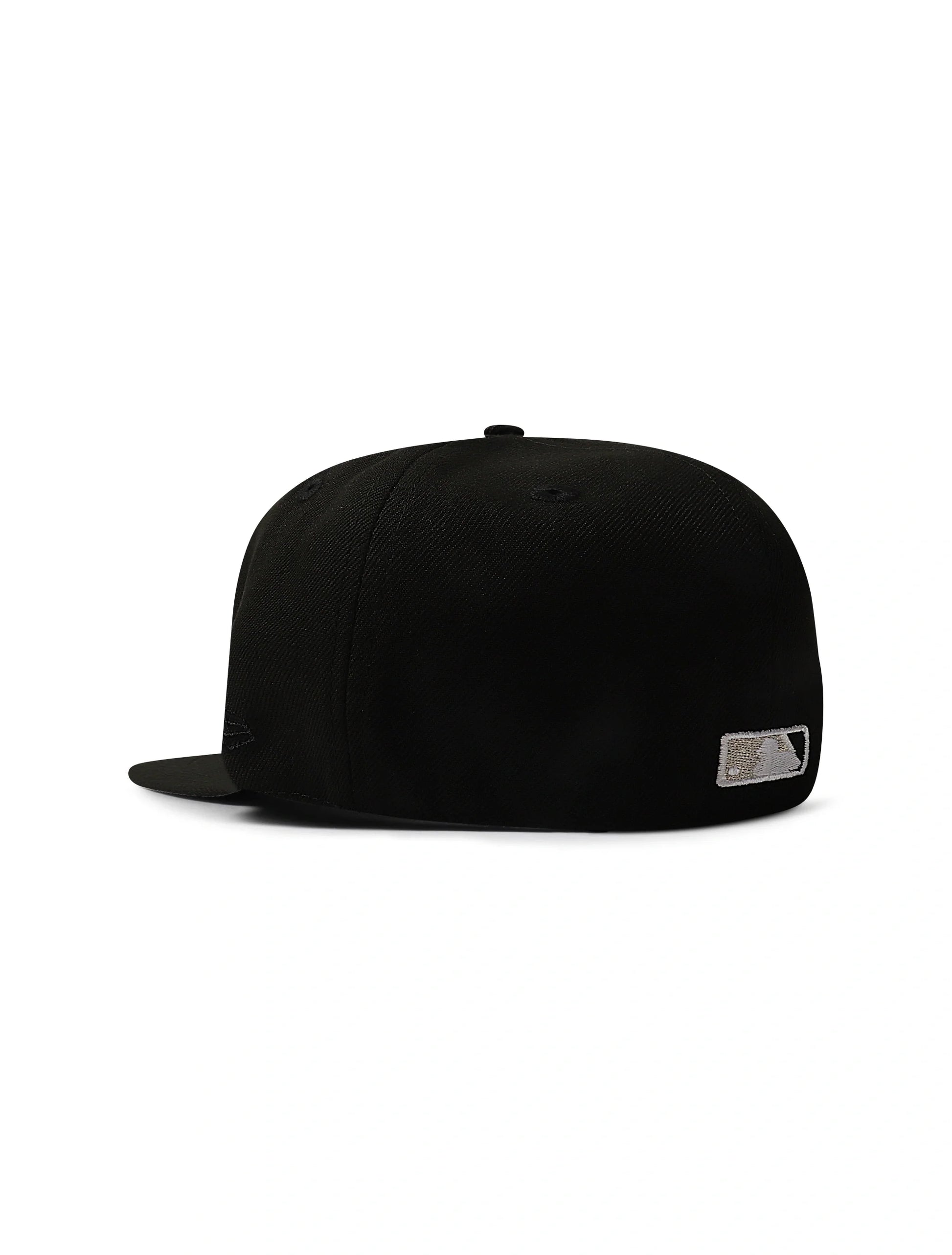 New Era 5950 Dodgers Side LA Metallic Script Hat - Black/Silver Denim Exchange