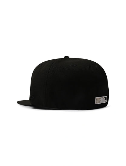 New Era 5950 Dodgers Side LA Metallic Script Hat - Black/Silver Denim Exchange