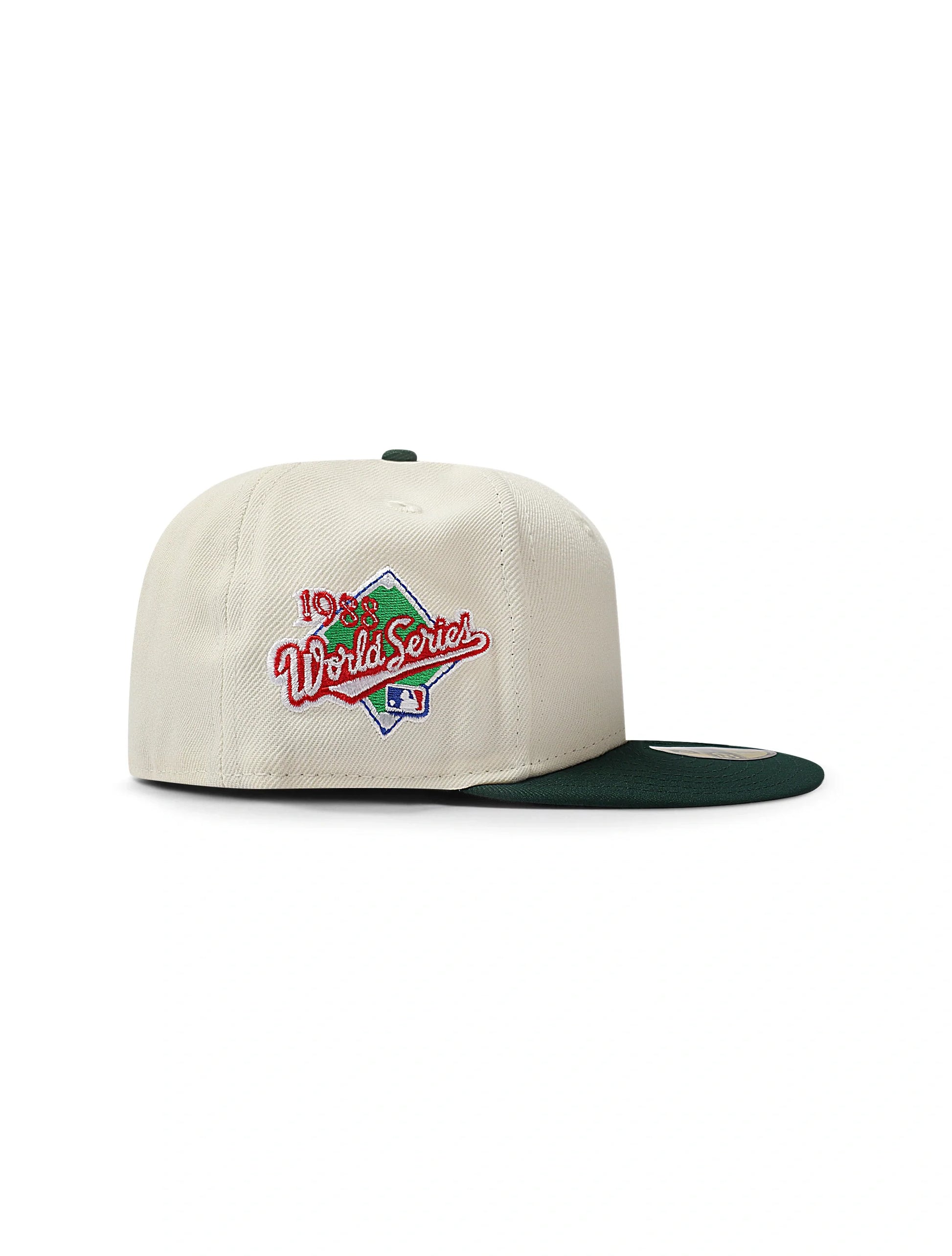 New Era 5950 Dodgers Upside Down LA World Series Hat - Chrome/Green Denim Exchange