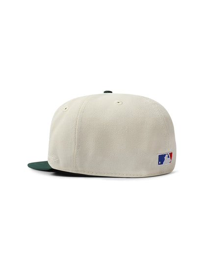 New Era 5950 Dodgers Upside Down LA World Series Hat - Chrome/Green Denim Exchange