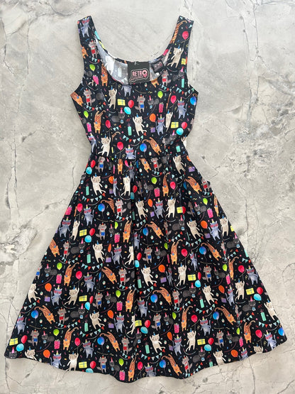 Party Cats Fit & Flare Dress Retrolicious